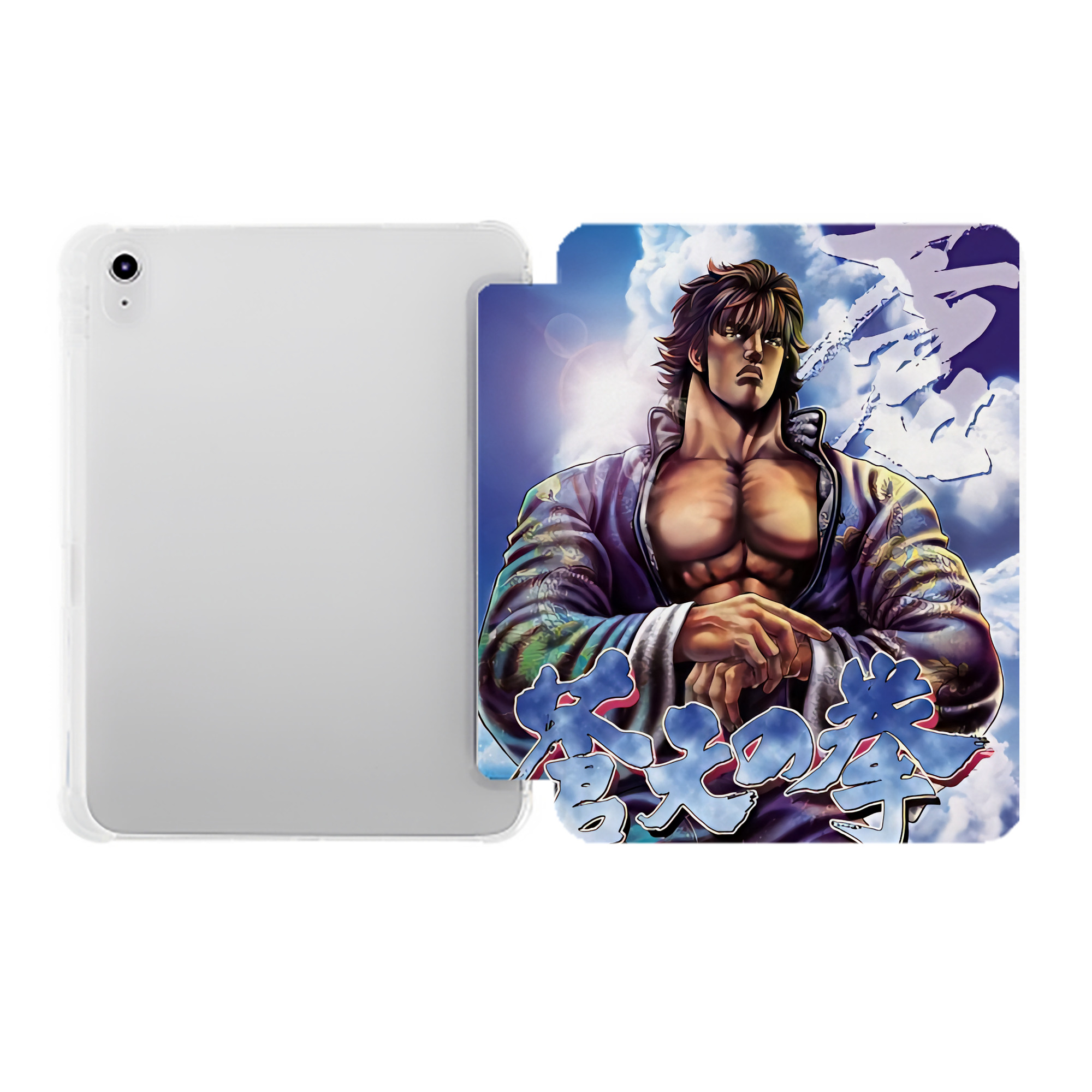 （画像用） 北斗の拳 Fist of the North Star IPad ケース ペン収納付き 三つ折りスタンド PUレザー×シリコン 対応機種9.5/10.5/10.9インチ
